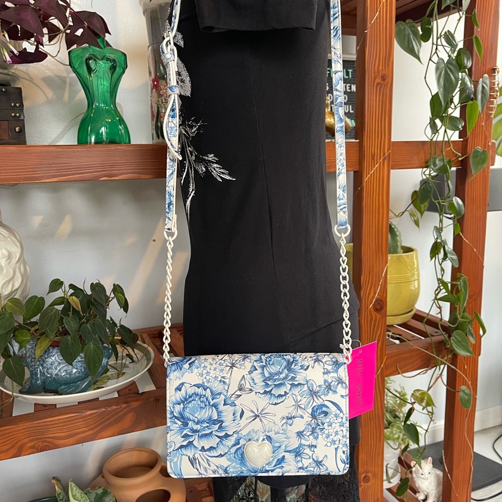 Betsey Johnson blue and white floral Crossbody